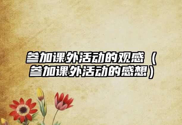 參加課外活動(dòng)的觀感（參加課外活動(dòng)的感想）