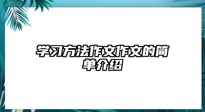 學(xué)習(xí)方法作文作文的簡(jiǎn)單介紹