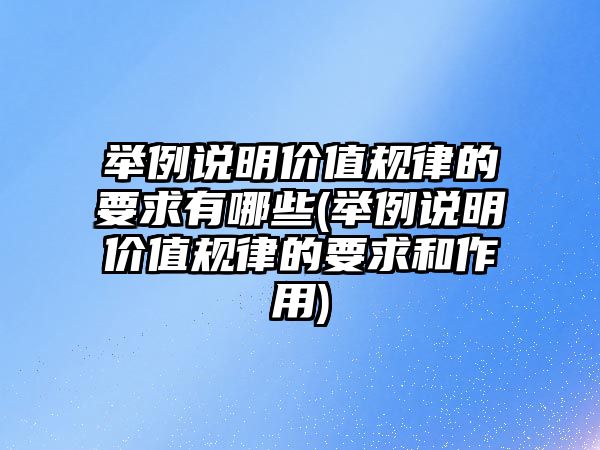 舉例說明價值規(guī)律的要求有哪些(舉例說明價值規(guī)律的要求和作用)