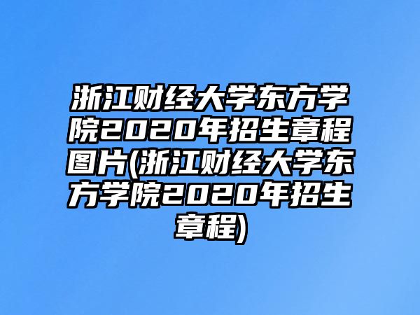 浙江財經大學東方學院2020年招生章程圖片(浙江財經大學東方學院2020年招生章程)