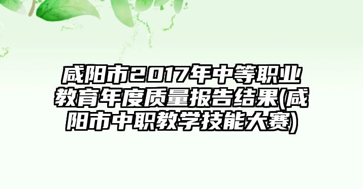 咸陽市2017年中等職業(yè)教育年度質量報告結果(咸陽市中職教學技能大賽)