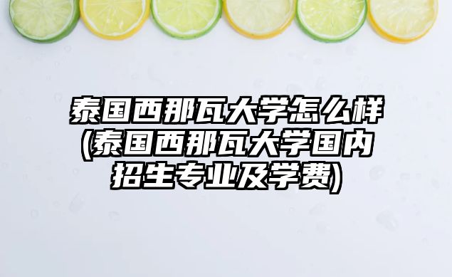 泰國(guó)西那瓦大學(xué)怎么樣(泰國(guó)西那瓦大學(xué)國(guó)內(nèi)招生專業(yè)及學(xué)費(fèi))