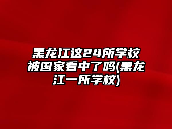 黑龍江這24所學(xué)校被國家看中了嗎(黑龍江一所學(xué)校)