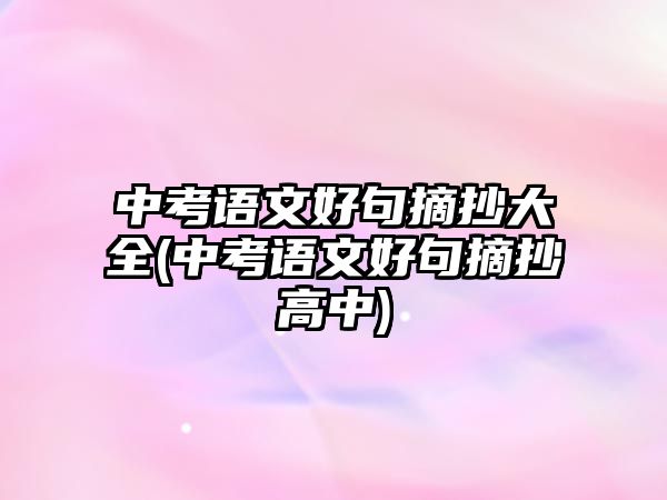 中考語文好句摘抄大全(中考語文好句摘抄高中)