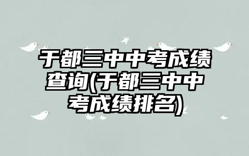 于都三中中考成績查詢(于都三中中考成績排名)