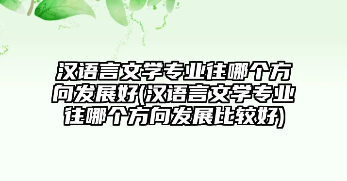 漢語言文學專業(yè)往哪個方向發(fā)展好(漢語言文學專業(yè)往哪個方向發(fā)展比較好)