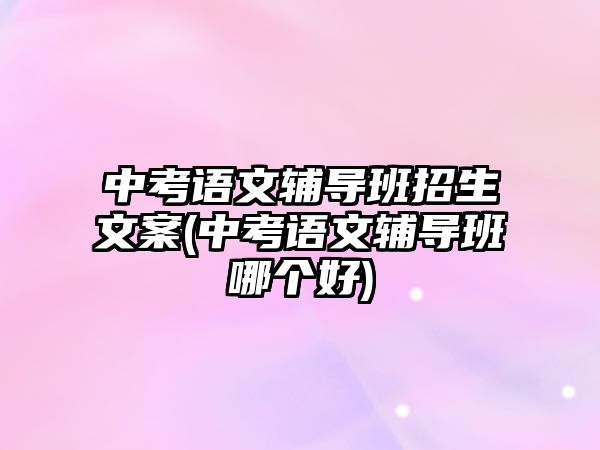 中考語文輔導班招生文案(中考語文輔導班哪個好)