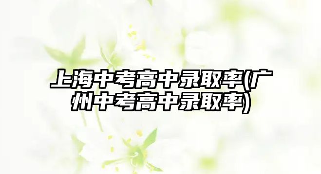 上海中考高中錄取率(廣州中考高中錄取率)