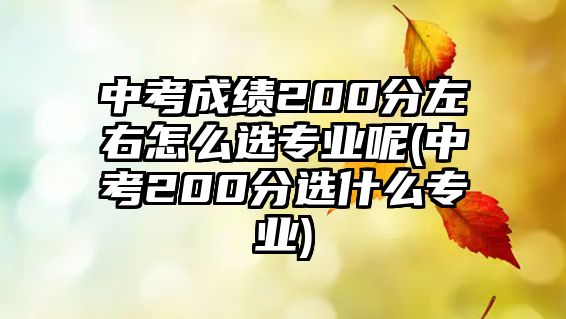 中考成績(jī)200分左右怎么選專業(yè)呢(中考200分選什么專業(yè))