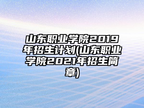 山東職業(yè)學(xué)院2019年招生計(jì)劃(山東職業(yè)學(xué)院2021年招生簡章)