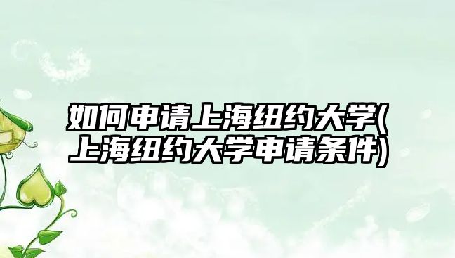 如何申請上海紐約大學(上海紐約大學申請條件)