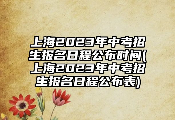 上海2023年中考招生報(bào)名日程公布時(shí)間(上海2023年中考招生報(bào)名日程公布表)