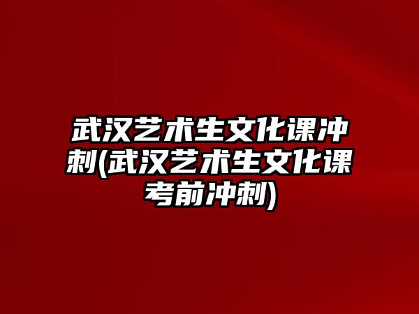 武漢藝術(shù)生文化課沖刺(武漢藝術(shù)生文化課考前沖刺)