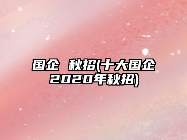 國(guó)企 秋招(十大國(guó)企2020年秋招)