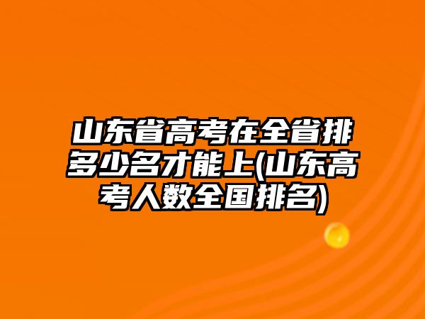 山東省高考在全省排多少名才能上(山東高考人數(shù)全國排名)