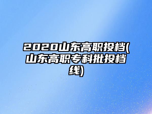 2020山東高職投檔(山東高職?？婆稒n線)