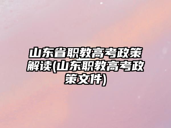 山東省職教高考政策解讀(山東職教高考政策文件)