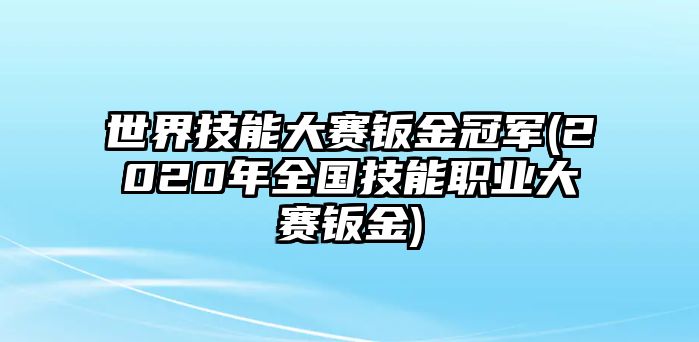 世界技能大賽鈑金冠軍(2020年全國技能職業(yè)大賽鈑金)