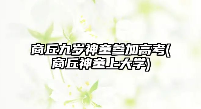 商丘九歲神童參加高考(商丘神童上大學(xué))