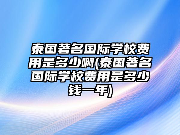 泰國著名國際學校費用是多少啊(泰國著名國際學校費用是多少錢一年)