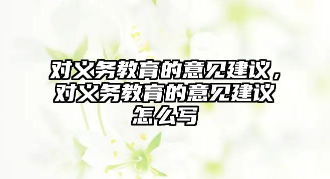 對義務教育的意見建議，對義務教育的意見建議怎么寫