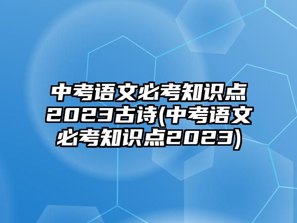 中考語文必考知識點(diǎn)2023古詩(中考語文必考知識點(diǎn)2023)