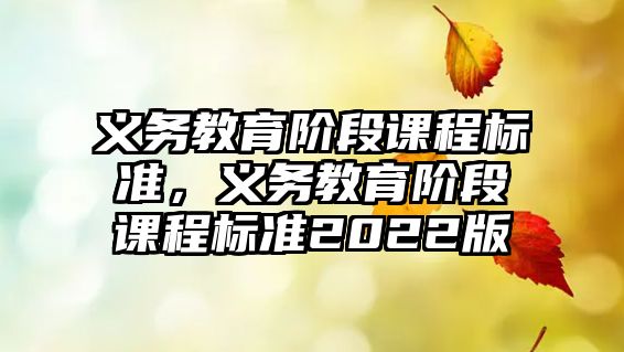 義務(wù)教育階段課程標準，義務(wù)教育階段課程標準2022版