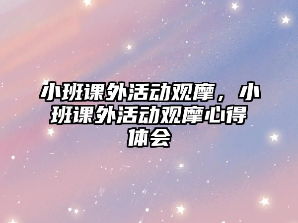 小班課外活動觀摩，小班課外活動觀摩心得體會