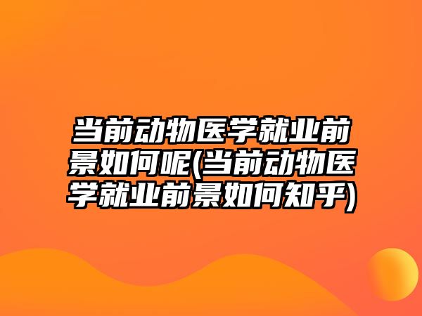 當(dāng)前動物醫(yī)學(xué)就業(yè)前景如何呢(當(dāng)前動物醫(yī)學(xué)就業(yè)前景如何知乎)