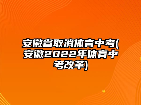 安徽省取消體育中考(安徽2022年體育中考改革)