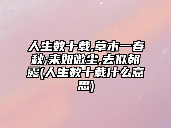 人生數(shù)十載,草木一春秋;來(lái)如微塵,去似朝露(人生數(shù)十載什么意思)