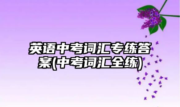 英語中考詞匯專練答案(中考詞匯全練)