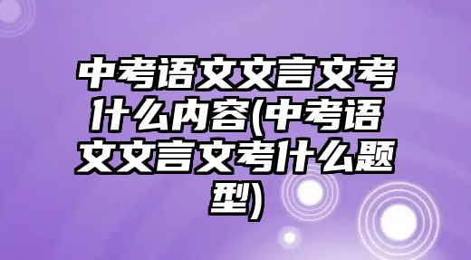 中考語文文言文考什么內(nèi)容(中考語文文言文考什么題型)