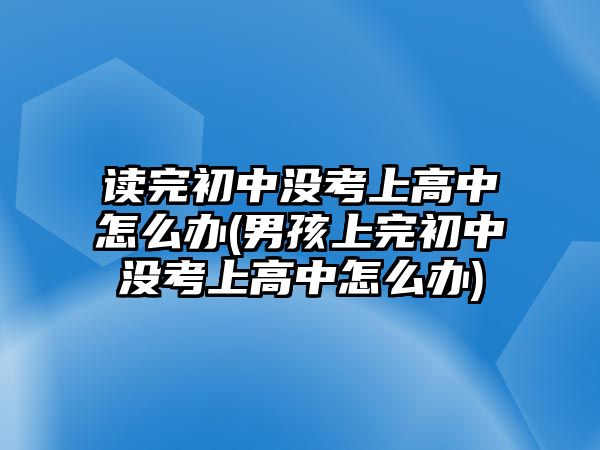 讀完初中沒考上高中怎么辦(男孩上完初中沒考上高中怎么辦)