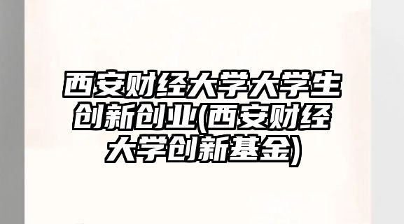 西安財(cái)經(jīng)大學(xué)大學(xué)生創(chuàng)新創(chuàng)業(yè)(西安財(cái)經(jīng)大學(xué)創(chuàng)新基金)