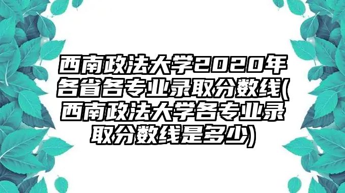 西南政法大學(xué)2020年各省各專(zhuān)業(yè)錄取分?jǐn)?shù)線(西南政法大學(xué)各專(zhuān)業(yè)錄取分?jǐn)?shù)線是多少)