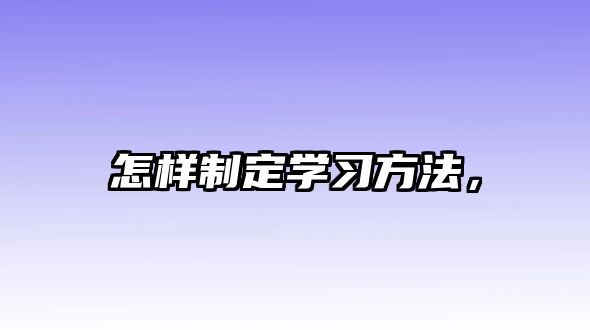 怎樣制定學(xué)習(xí)方法，