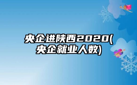 央企進陜西2020(央企就業(yè)人數(shù))