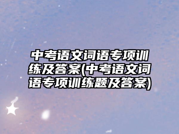 中考語文詞語專項訓(xùn)練及答案(中考語文詞語專項訓(xùn)練題及答案)