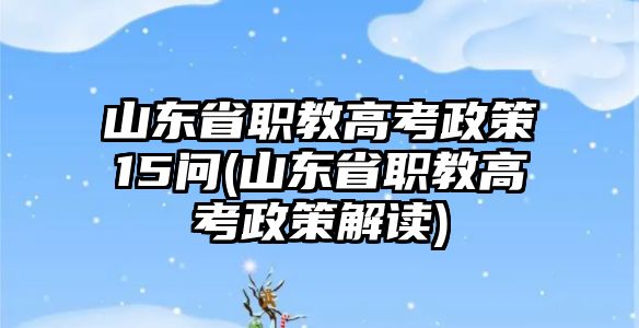 山東省職教高考政策15問(山東省職教高考政策解讀)