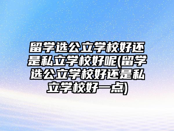 留學選公立學校好還是私立學校好呢(留學選公立學校好還是私立學校好一點)