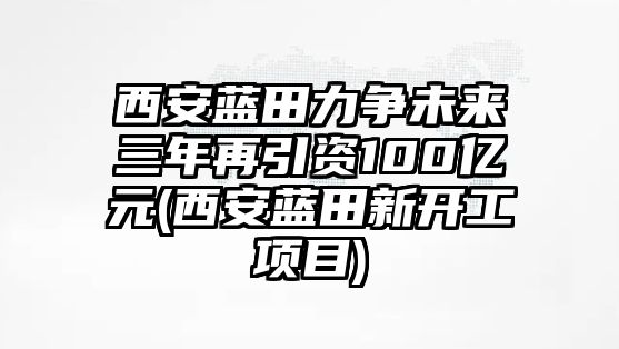 西安藍田力爭未來三年再引資100億元(西安藍田新開工項目)