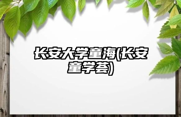 長(zhǎng)安大學(xué)童海(長(zhǎng)安童學(xué)薈)