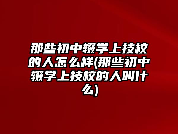 那些初中輟學上技校的人怎么樣(那些初中輟學上技校的人叫什么)