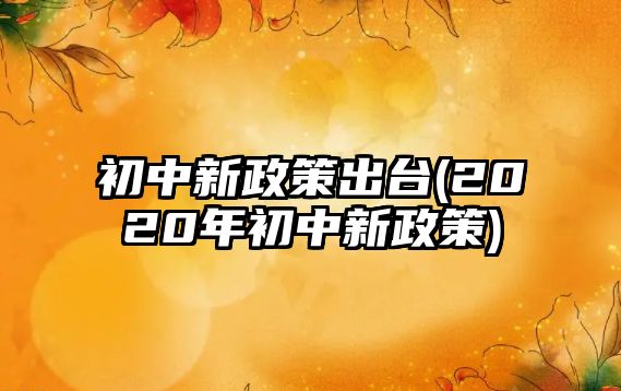 初中新政策出臺(2020年初中新政策)