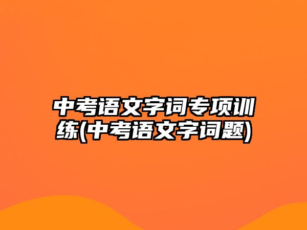 中考語文字詞專項訓練(中考語文字詞題)