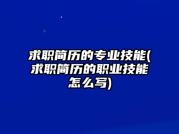 求職簡(jiǎn)歷的專業(yè)技能(求職簡(jiǎn)歷的職業(yè)技能怎么寫)