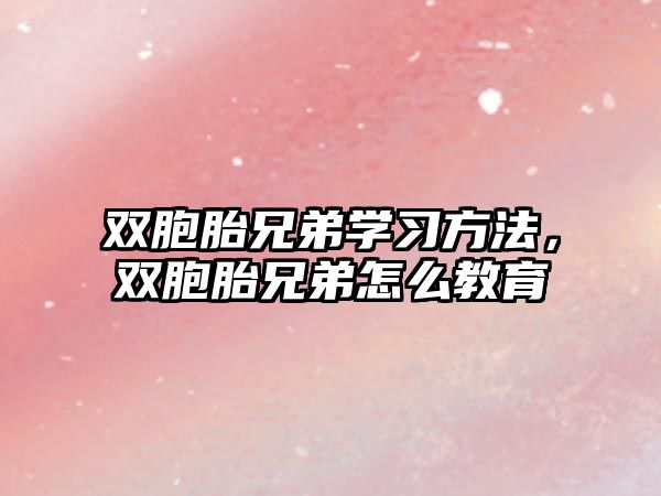 雙胞胎兄弟學(xué)習(xí)方法，雙胞胎兄弟怎么教育