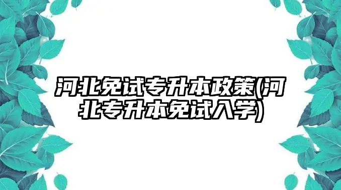 河北免試專升本政策(河北專升本免試入學(xué))