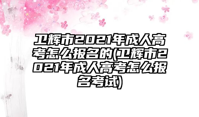 衛(wèi)輝市2021年成人高考怎么報名的(衛(wèi)輝市2021年成人高考怎么報名考試)